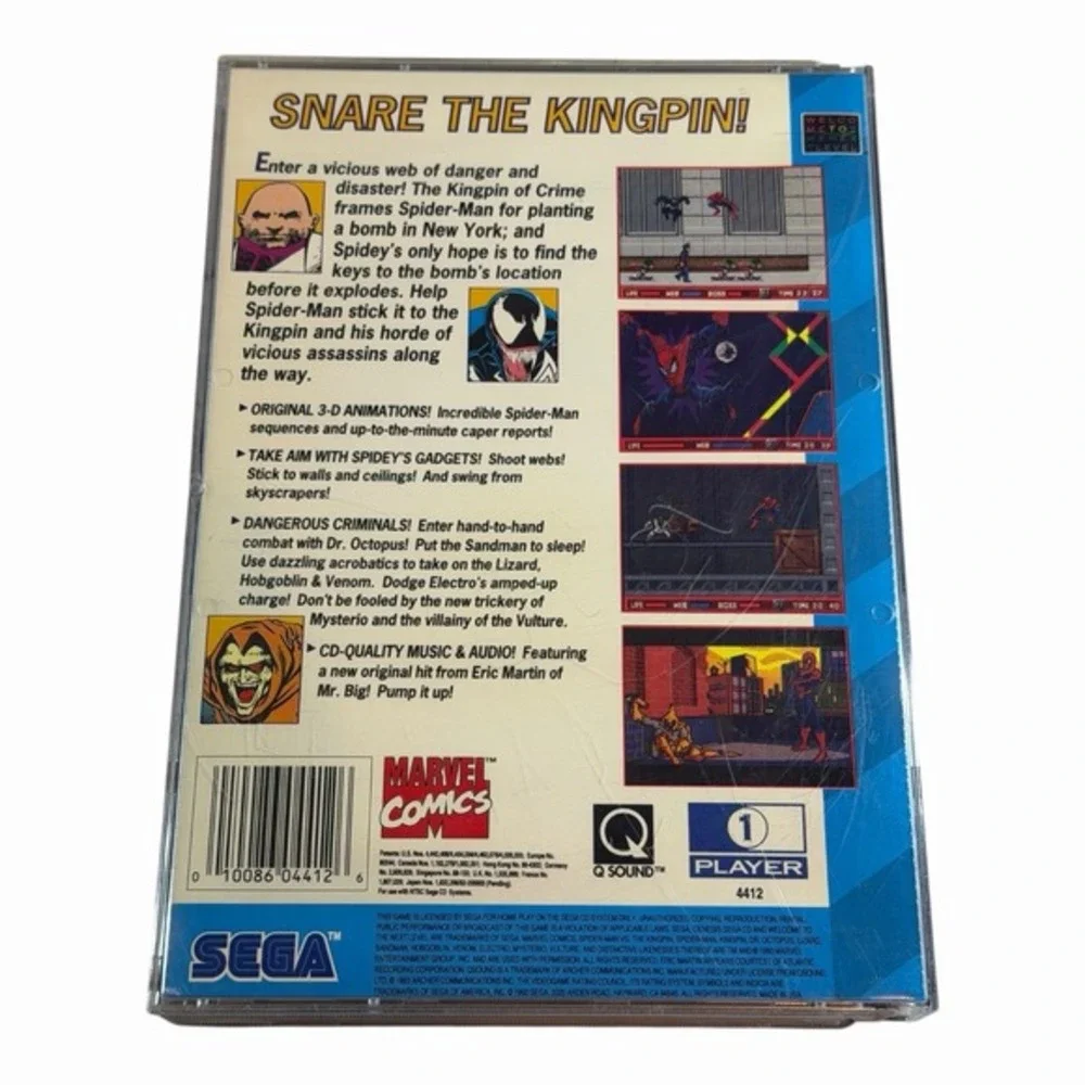 Amazing Spider-Man vs. The Kingpin (Sega‎ CD, 1993) Disc Only